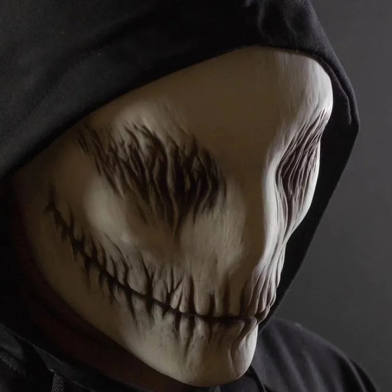 Terror White Slender Smile Mask Cosplay Horror Ghost Demon Killer Latex Helmet Halloween Carnival Party Costume Props