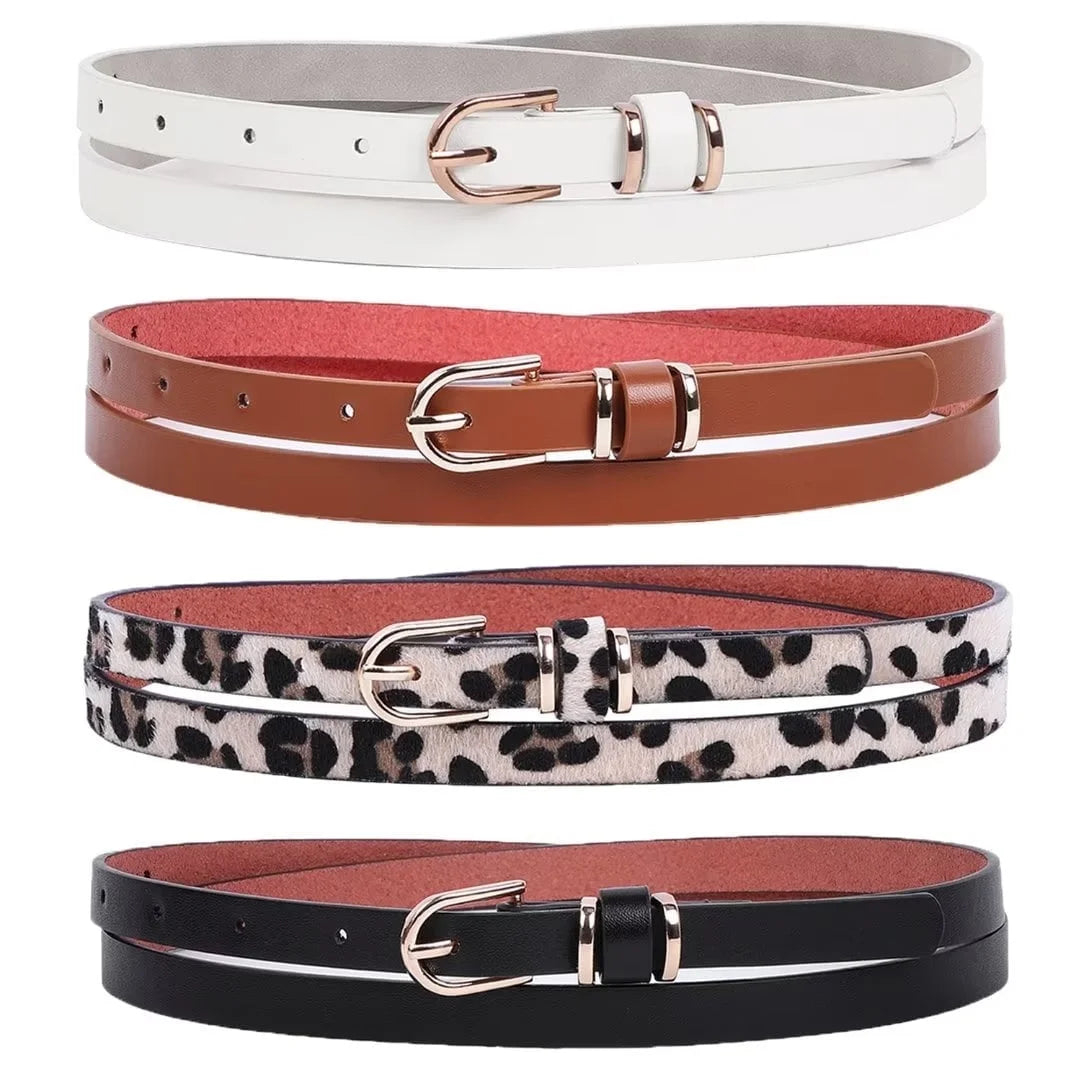 4Packs Women'S Skinny Leather Belt Thin Waist Belts for Pants Jeans Dresses