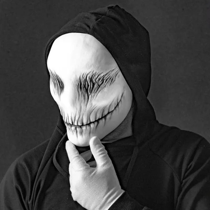 Terror White Slender Smile Mask Cosplay Horror Ghost Demon Killer Latex Helmet Halloween Carnival Party Costume Props
