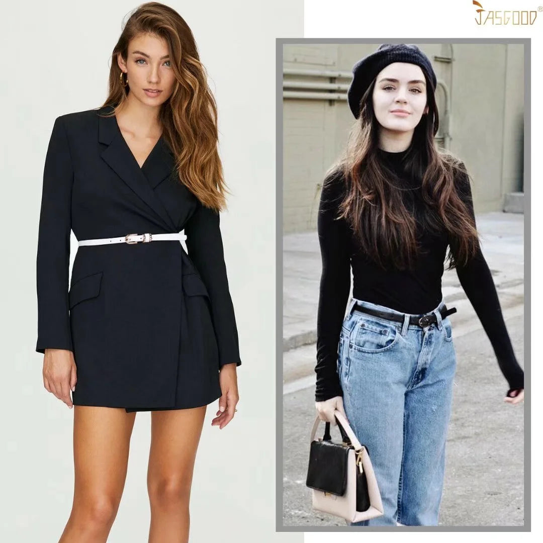 4Packs Women'S Skinny Leather Belt Thin Waist Belts for Pants Jeans Dresses