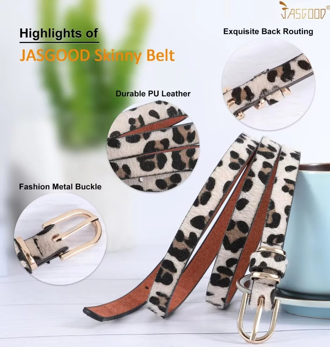 4Packs Women'S Skinny Leather Belt Thin Waist Belts for Pants Jeans Dresses