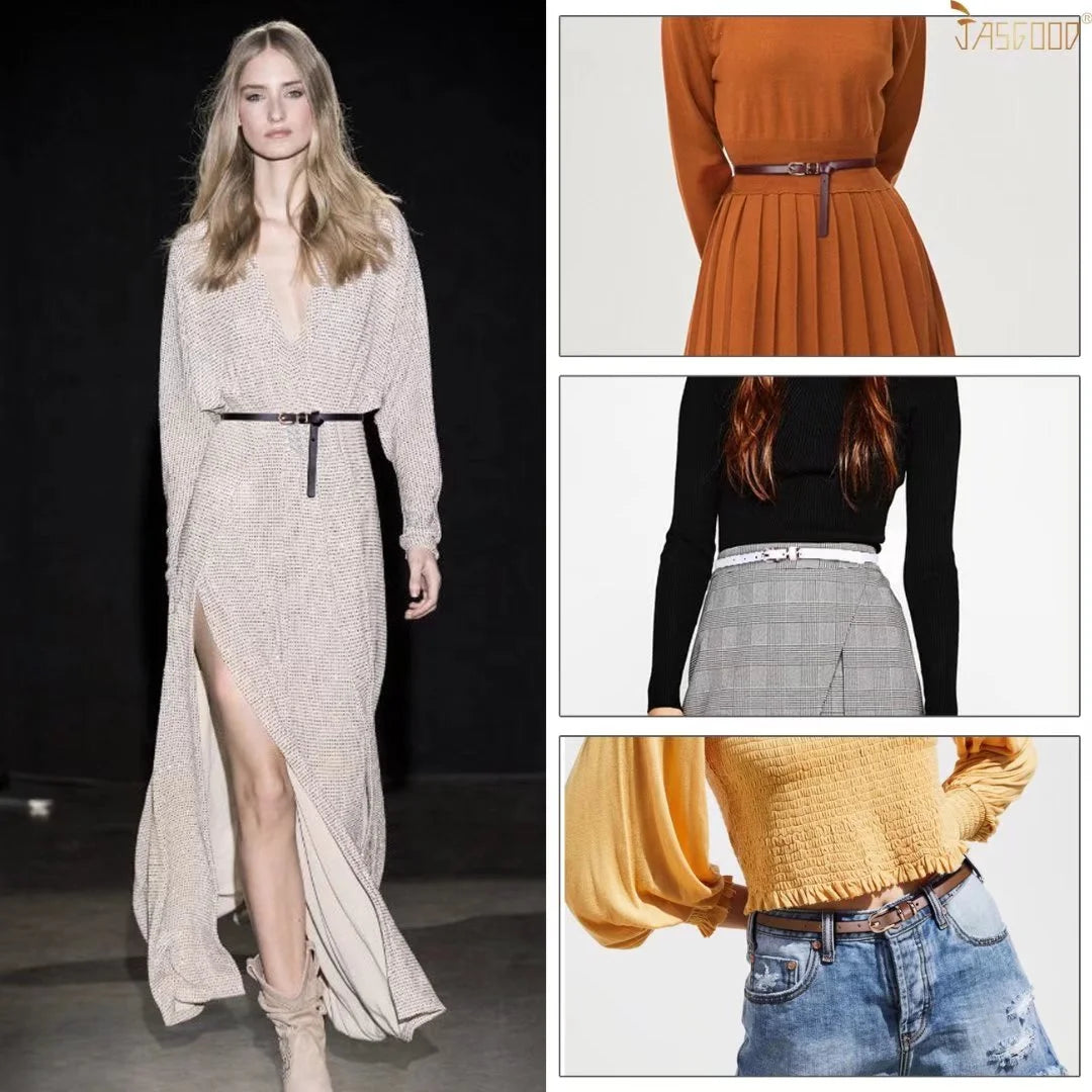 4Packs Women'S Skinny Leather Belt Thin Waist Belts for Pants Jeans Dresses