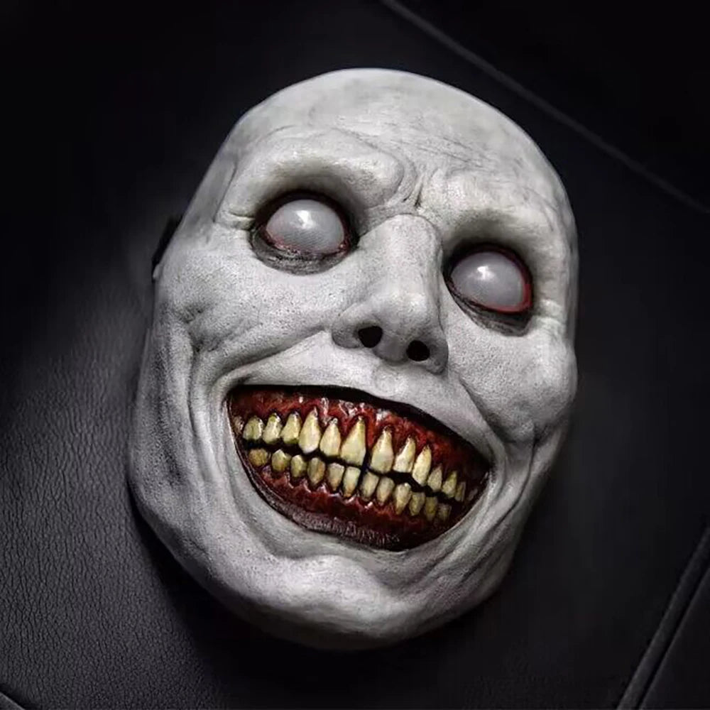 Horror White Face Eyes Exorcist Mask Halloween Mask Smiling Demon Scary Cosplay Mask for Halloween Party Adult Photo Props