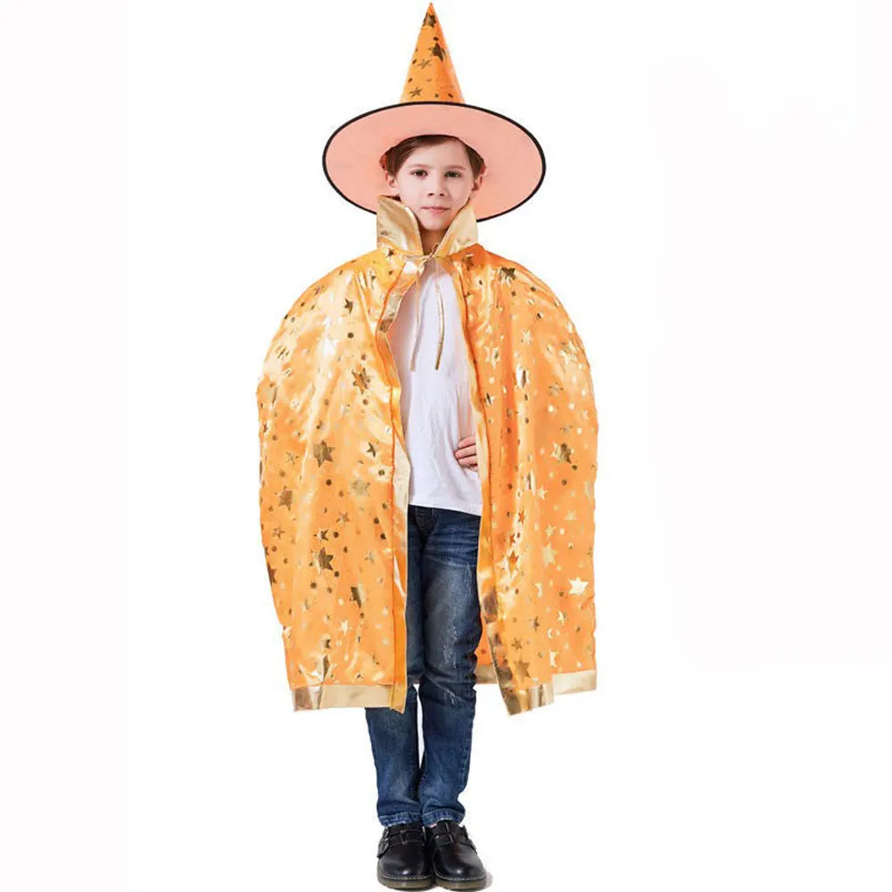 Halloween 2024 New Printed Witch Cloak Unisex One Size Various Colored Handsome and Beautiful Cloak Comes with Hat