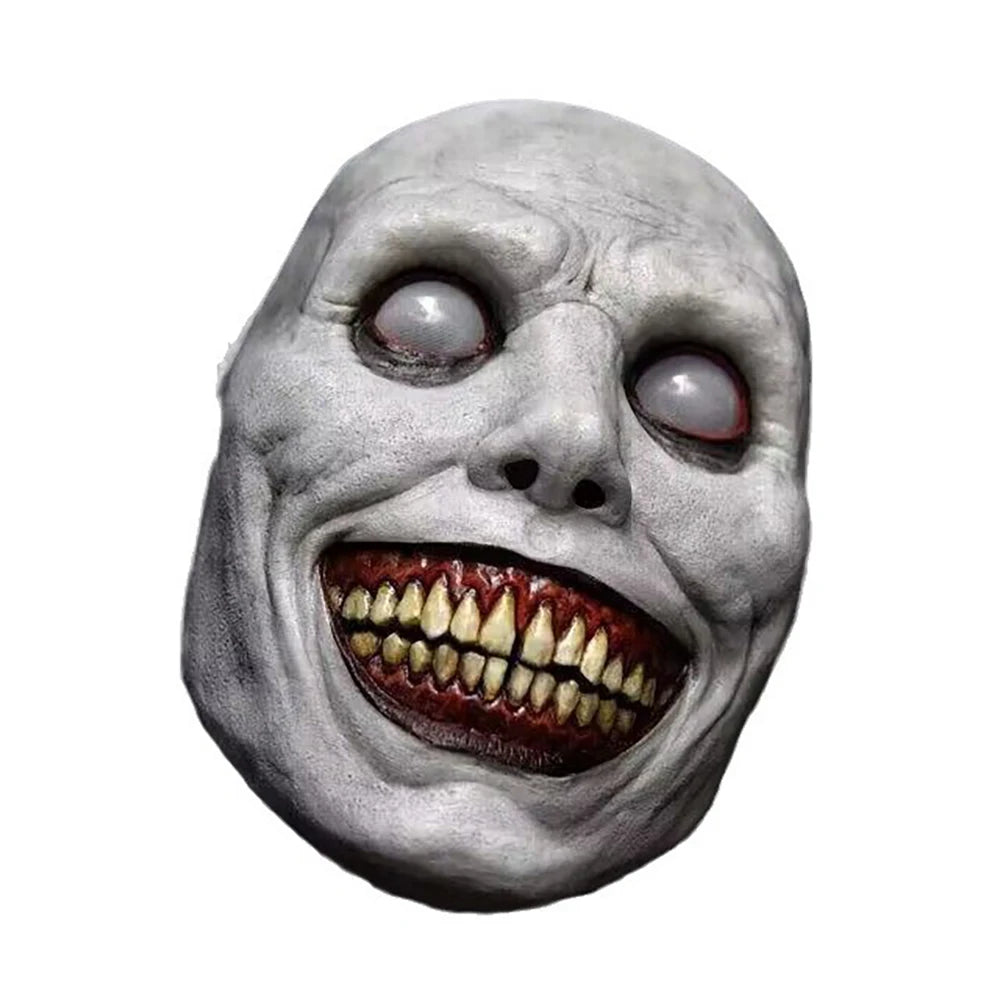 Horror White Face Eyes Exorcist Mask Halloween Mask Smiling Demon Scary Cosplay Mask for Halloween Party Adult Photo Props