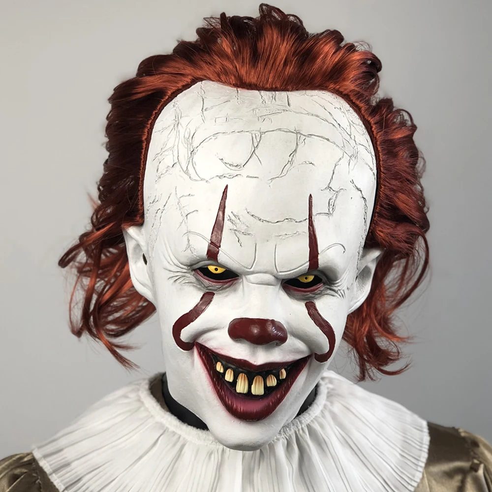 Creepy Pennywise Joker Mask Cosplay Horror Evil Demon Clown Killers Latex Helmet Halloween Carnival Party Costume Props Gifts