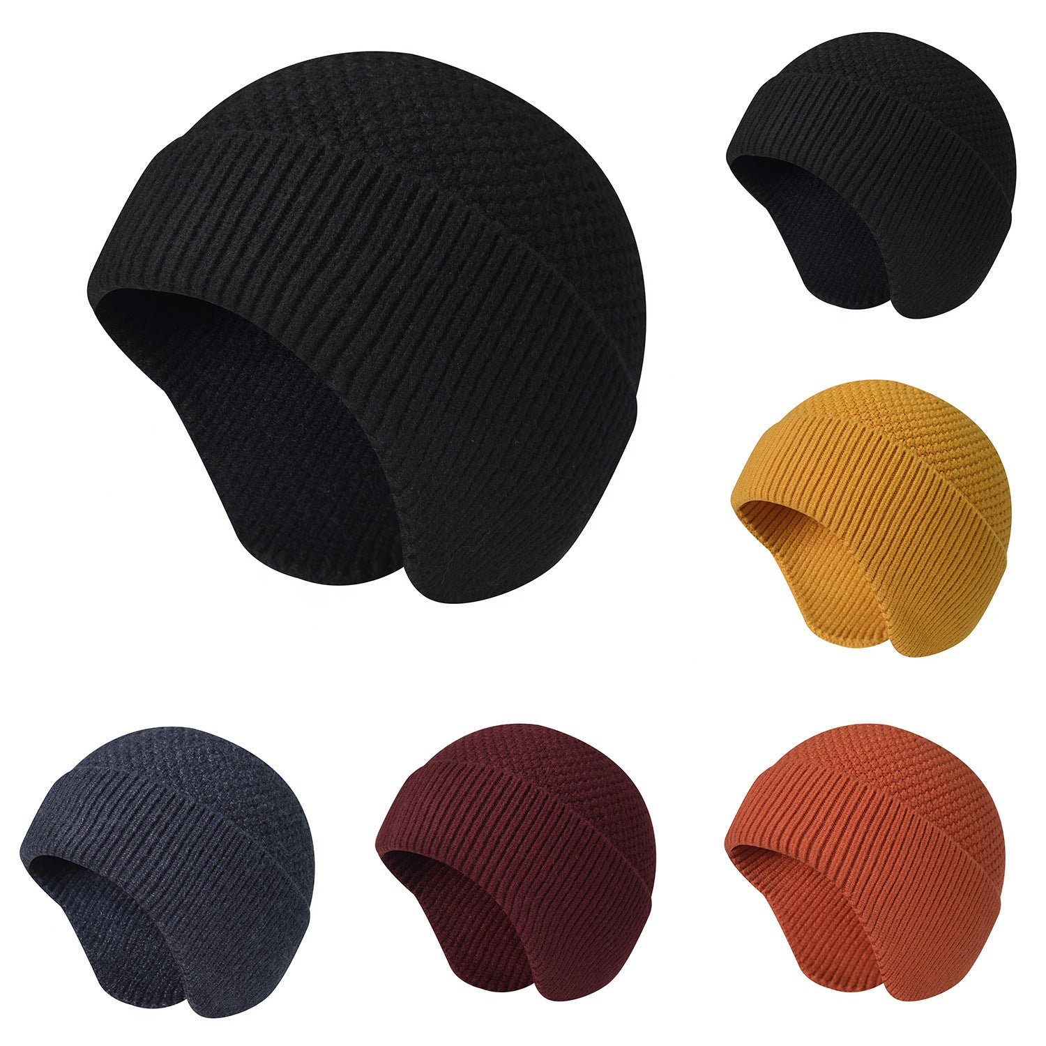 Winter Hats for Men Women with Ear Flaps Cable Knitted Beanie Earflap Hat Warm Windproof Skull Cap Beanie Cap, Khaki