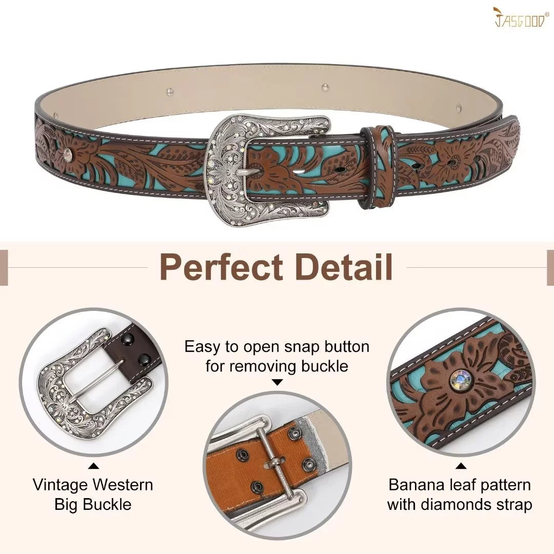 Western Belts for Women Cowgirl Cowboy Country Belt for Jeans Pants Dresses