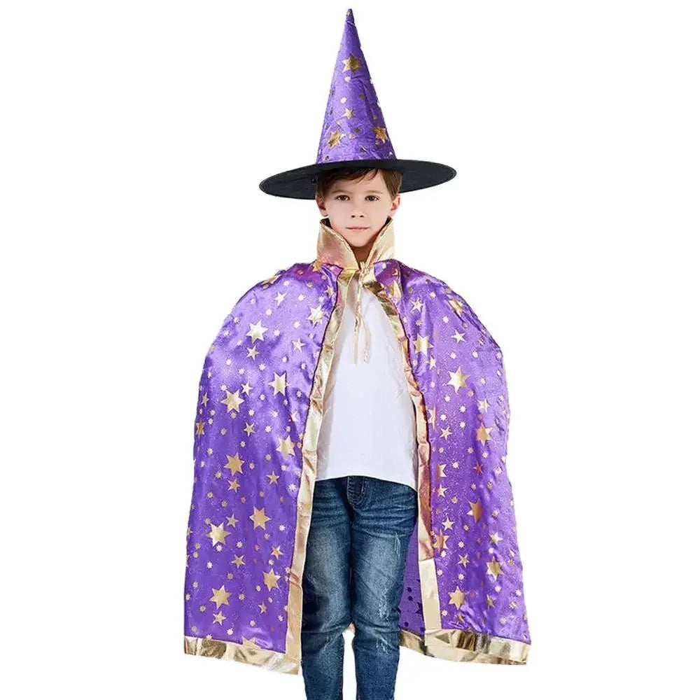 Halloween 2024 New Printed Witch Cloak Unisex One Size Various Colored Handsome and Beautiful Cloak Comes with Hat