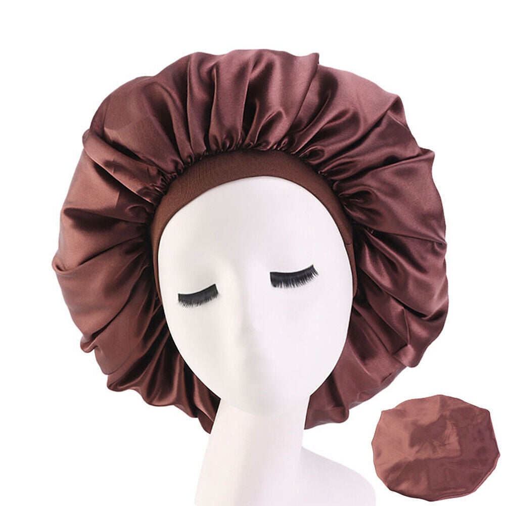 US Extra Large Long Hair Care Satin Bonnet Cap Night Sleep Hat Head Wrap Cover