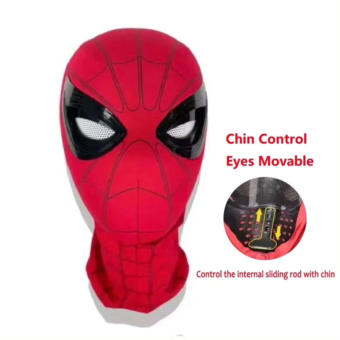 Spiderman Mask Eyes Movable Remote Control Spiderman Mask Peter Parker Halloween Cosplay Costume Mask Spandex Fabric Material