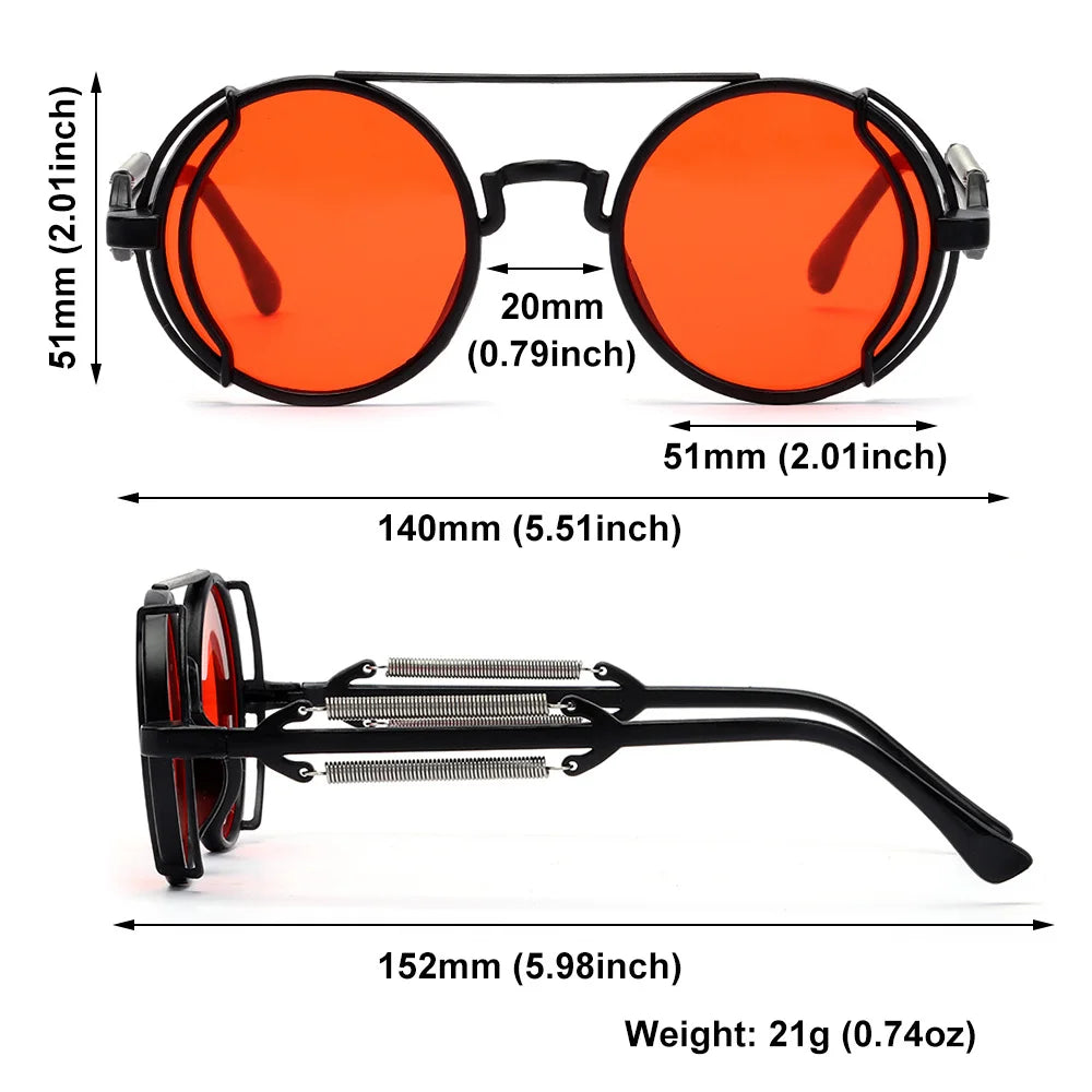 2024 Gothic Steam Punk Sunglasses Double Spring Temples round Sunglasses UV400 Protection Men'S Eyewear Sun Glasses