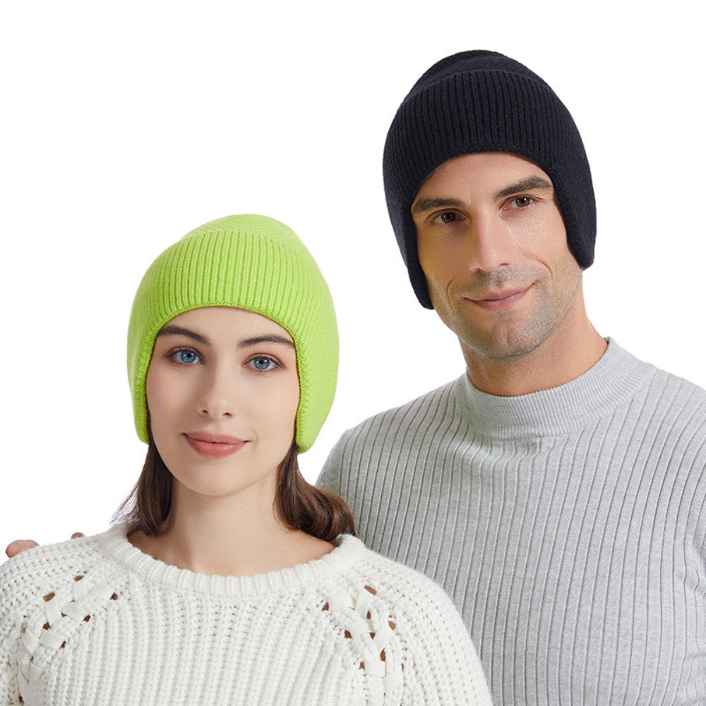 Winter Hats for Men Women with Ear Flaps Cable Knitted Beanie Earflap Hat Warm Windproof Skull Cap Beanie Cap, Dark Gray