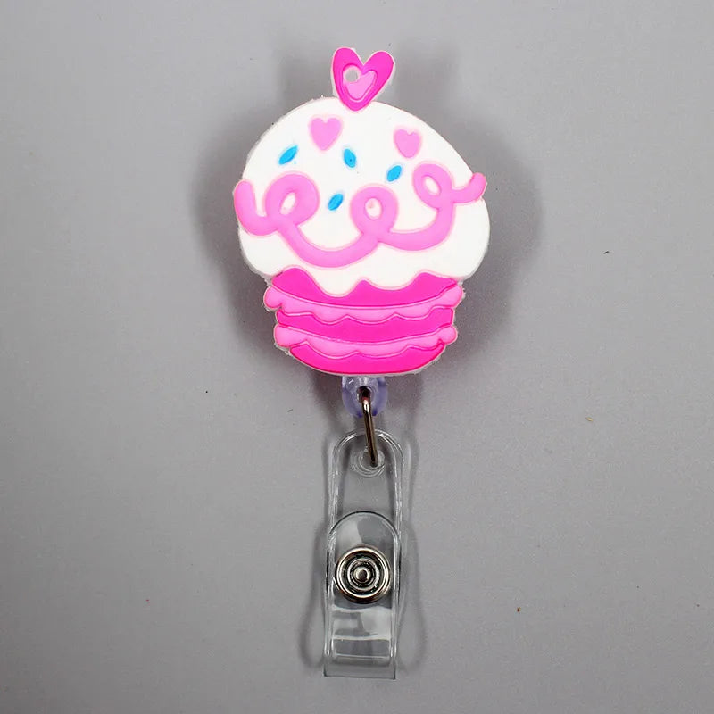 1 Pc New Cute Donuts & Cake Retractable Pull Nurse Students Badge Reel ID Lanyard Name Tag Card Badge Holder Reels for KIDS