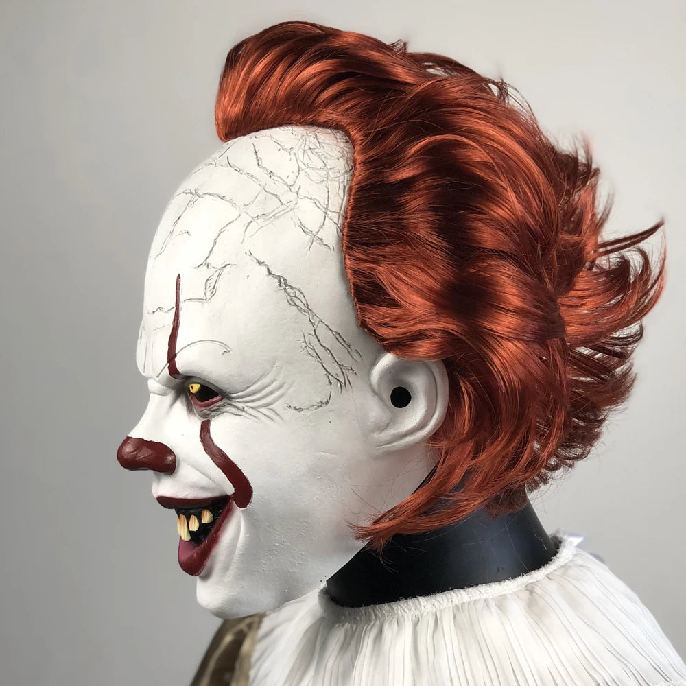 Creepy Pennywise Joker Mask Cosplay Horror Evil Demon Clown Killers Latex Helmet Halloween Carnival Party Costume Props Gifts