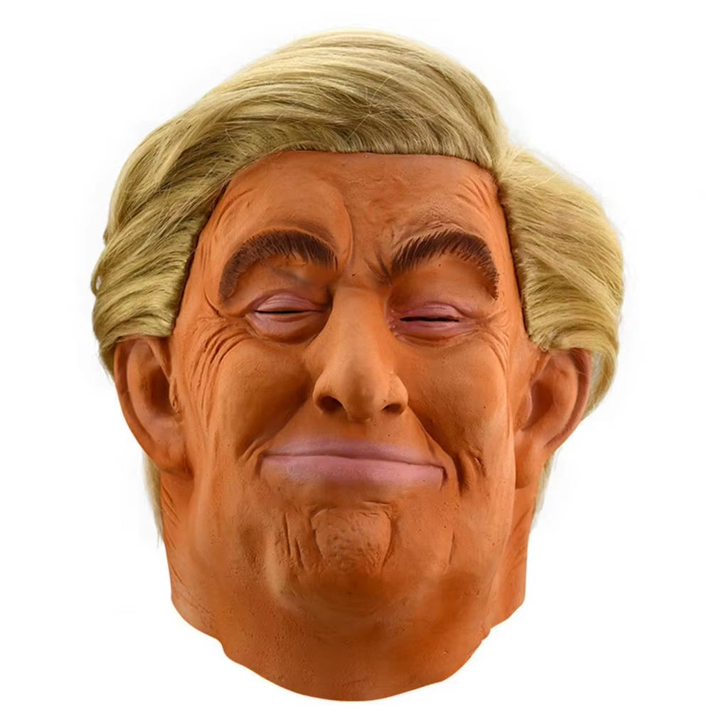 Trump Latex Full Head Face American Former President Mask Halloween Cosplay Head Cover Donald Trump Presidential Cosplay