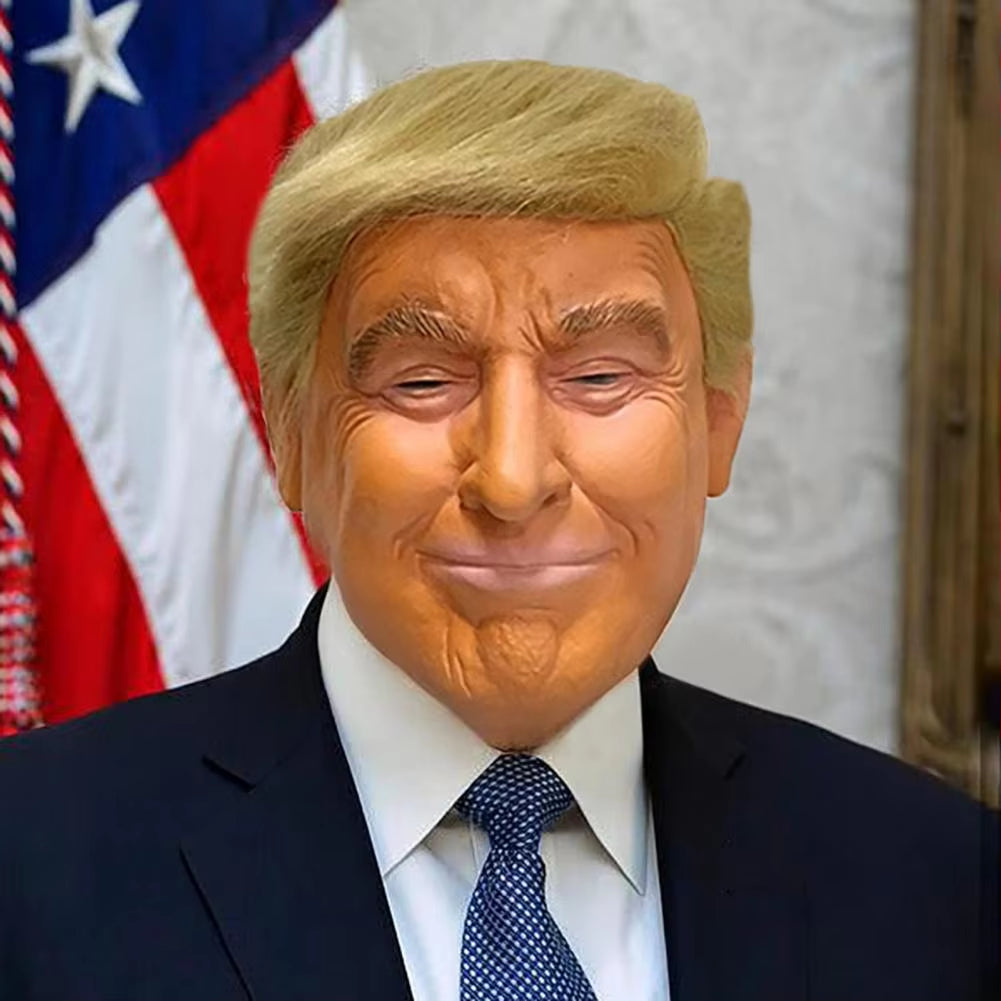 Trump Latex Full Head Face American Former President Mask Halloween Cosplay Head Cover Donald Trump Presidential Cosplay