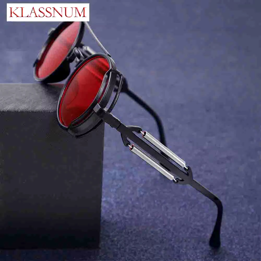 2024 Gothic Steam Punk Sunglasses Double Spring Temples round Sunglasses UV400 Protection Men'S Eyewear Sun Glasses