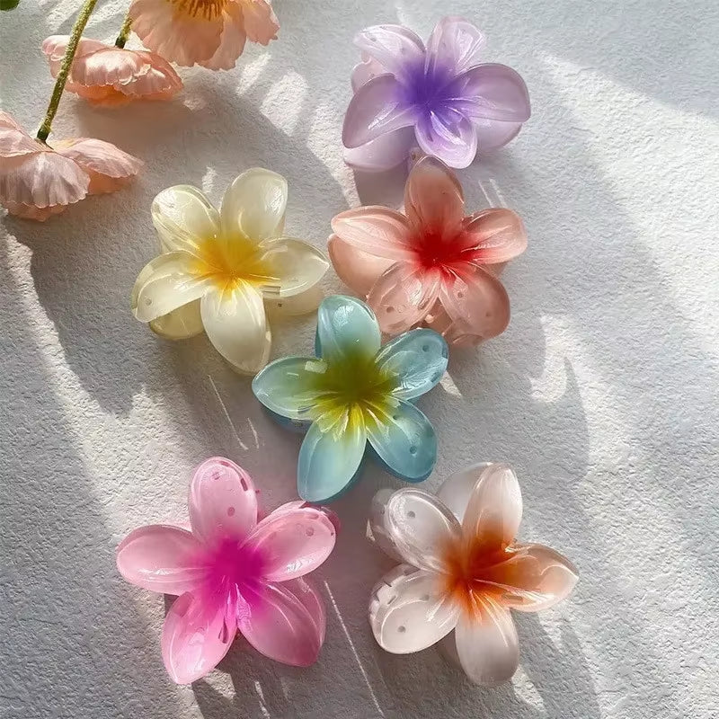 Bohemian Beach Vacation Lily Flower Hair Claw Sweet Hair Clip for Women Floral Claws Fashion Girl Accessories Gift