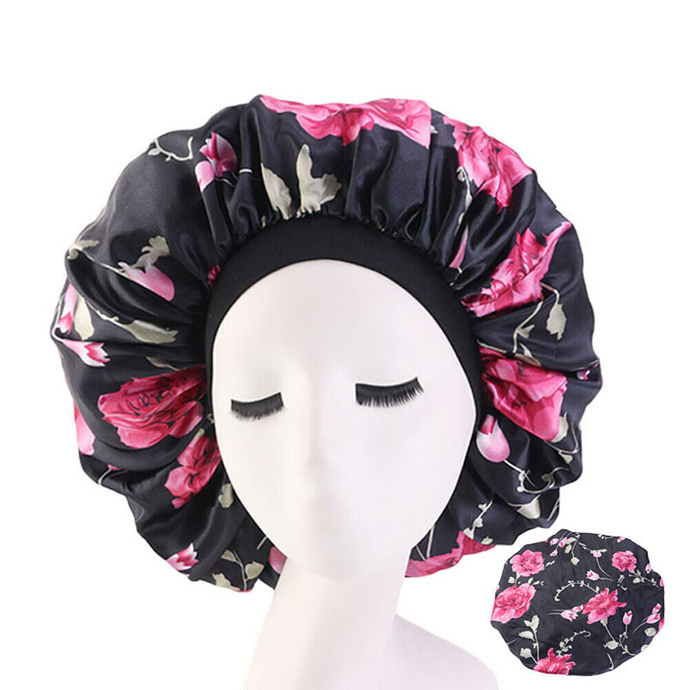 US Extra Large Long Hair Care Satin Bonnet Cap Night Sleep Hat Head Wrap Cover