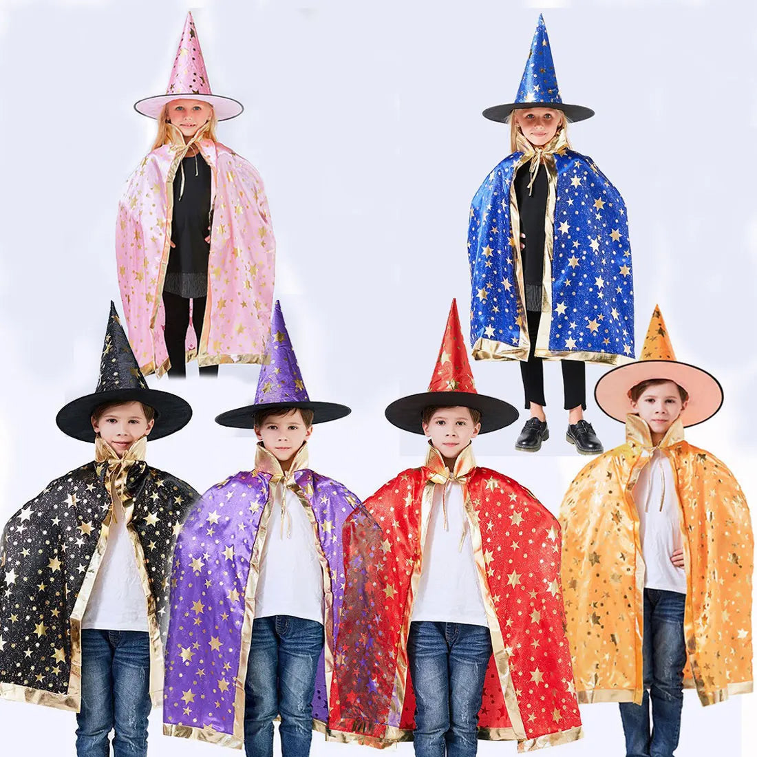 Halloween 2024 New Printed Witch Cloak Unisex One Size Various Colored Handsome and Beautiful Cloak Comes with Hat