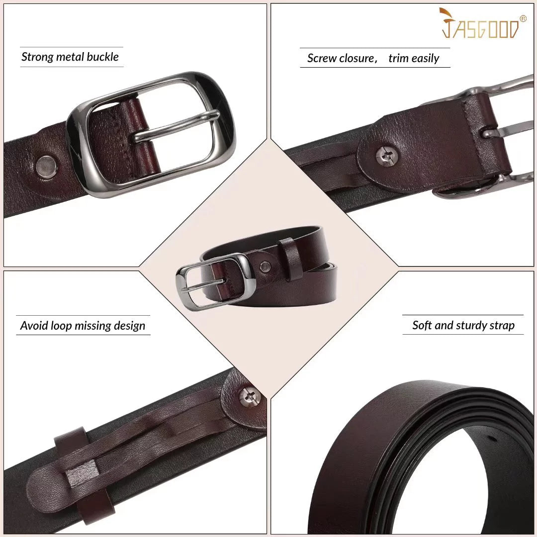 Women Leather Belts for Jeans Pants Fashion Dress Brown Belt for Ladies