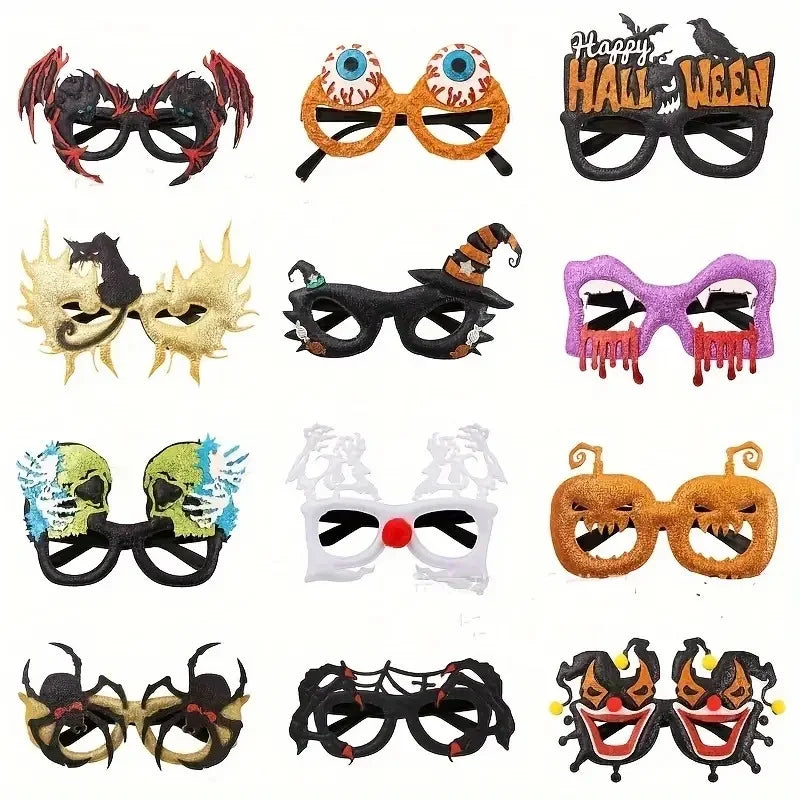 12 Pcs Halloween Glasses Bulk Glitter Party Glasses for Kids Halloween Party Favors Halloween Cosplay Accessories Costume Party Supplies Decorations