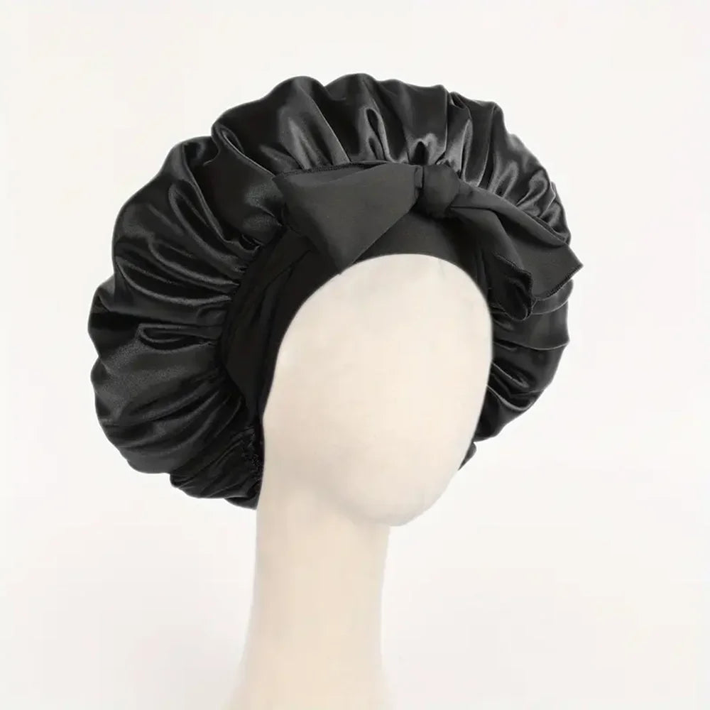 Satin Bonnet Silk Bonnet Adjustable Bonne for Sleeping Hair Bonnet with Tie Band Bonnets for Women Men