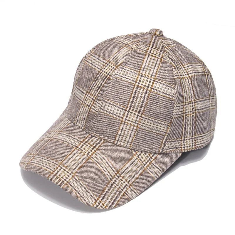 New Baseball Cap Thermal Plaid Outdoor Sun Block Cap Cap