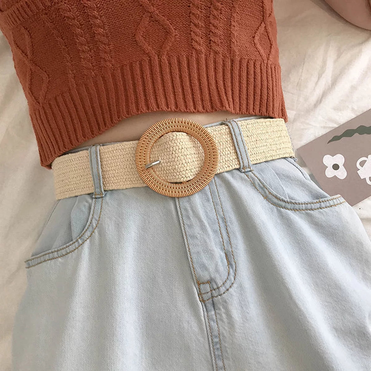 Elastic Belt for Women Straw Woven Elastic Stretch Waist Belt Women Skinny Dress Belt Belts for Women Dresses