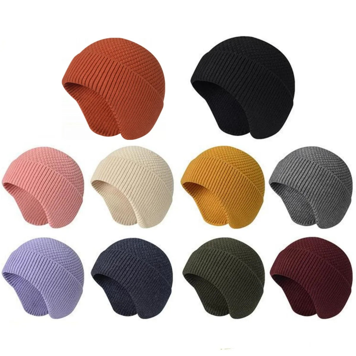 Winter Hats for Men Women with Ear Flaps Cable Knitted Beanie Earflap Hat Warm Windproof Skull Cap Beanie Cap, Khaki