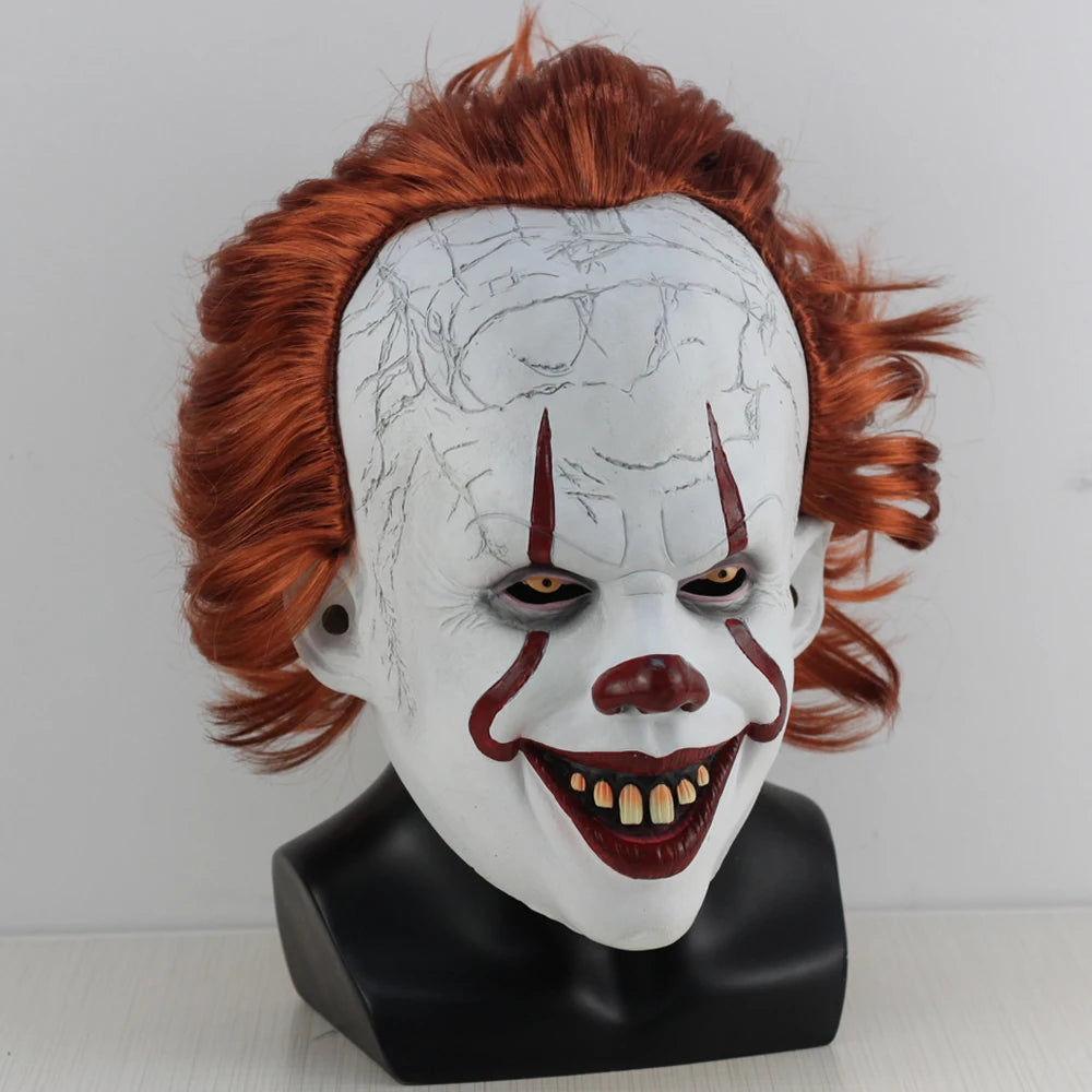 Creepy Pennywise Joker Mask Cosplay Horror Evil Demon Clown Killers Latex Helmet Halloween Carnival Party Costume Props Gifts