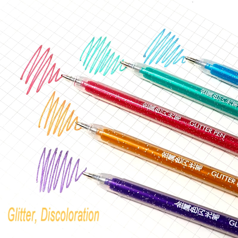 12Pcs/Set Gel Pen Set Glitter Gel Pens for School Office Adult Coloring Book Journal Drawing Doodling Art Markers Stationery Pen