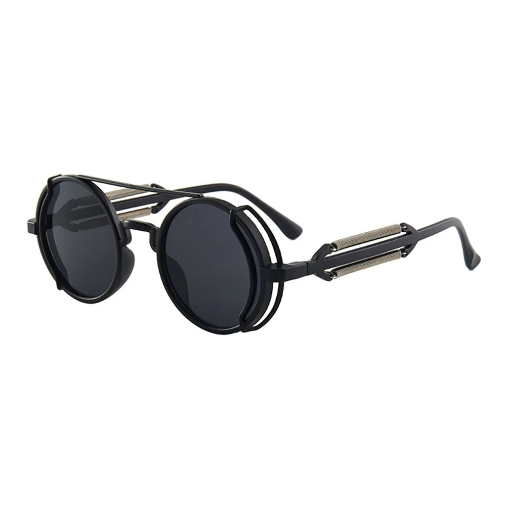 2024 Gothic Steam Punk Sunglasses Double Spring Temples round Sunglasses UV400 Protection Men'S Eyewear Sun Glasses